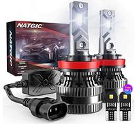 NATGIC H11 Lampadine per Fari a LED con 2PC Lampadine LED T10, 300% Luminosità Kit di Conversione H8 H9 LED CanBus con Driver Intelligente EMC Aggiornato, 12000LM Bianco 6500K(Totale 4 Lampadine LED)