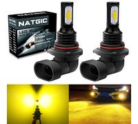 NATGIC HB4 9006 Lampadine Fendinebbia a LED ad Alta Potenza 75W Chip Integrati 3570 CSP 3000K Giallo Dorato e 2400lm per Fari Fendinebbia Luci di Marcia Diurna (Confezione da 2)