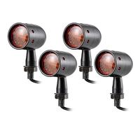NATGIC Indicatori di Direzione per Moto Alloggiamento in Alluminio Nero Anodizzato CNC a Forma di Proiettile con Luce Ambra/Giallo Chiaro per Luci di Marcia e Fanali Posteriori (Set da 4pcs)