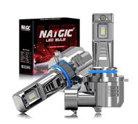 NATGIC Lampadina LED HB4 Per Fari Auto, Senza Ventola Lampadina LED HB4 9006, 16000LM 80W Mini formato 1:1 Bianco Luci 300% Luminosità, Fari Per Fendinebbia/il faroanabbagliante, Confezione da 2