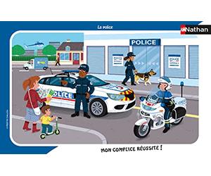 Nathan 86139 86139 - Puzzle per bambini, cornice 15 pezzi - La polizia - Ragazza o ragazzo dai 3 anni - Puzzle di alta qualità - Cartone spesso e resistente, per tutti i giorni e il lavoro