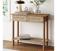 Nathan James Beacon - Tavolo consolle in legno con cassetti, tavolo da ingresso in stile bohémien, con ripiano in alghe marine, marrone chiaro