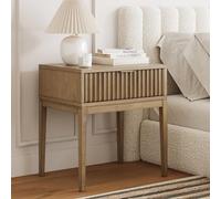 Nathan James Jasper - Comodino in legno Boho con cassetto, tavolino scanalato o tavolino con contenitore, marrone chiaro