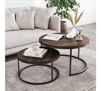 Nathan James Stella 34001 - Set di 2 tavolini da caffè con finitura in legno industriale e struttura in metallo verniciato a polvere, noce caldo/nero opaco