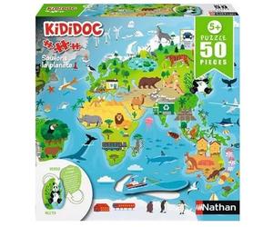 Nathan - Puzzle bifacciale da 50 pezzi per bambini - Kididoc - Salva il pianeta - A partire dai 5 anni - Puzzle di alta qualità - Misura perfetta - 12004182