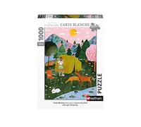 Nathan- Puzzle da 1000 Pezzi, Motivo: Let's Go Campeggio/Arual (Collezione Cartolina Bianca) Adulto, 70 x 50 cm, 4005556876440