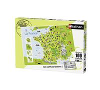 Nathan - Puzzle per bambini - 100 pezzi - Mappa della Francia - Ragazza o bambino a partire dai 6 anni - Puzzle di alta qualità - Cartone spesso e resistente - Geografia - 86732