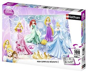 Nathan - Puzzle per bambini - 100 pezzi - Sparkling Princesses - Principesse Disney - Ragazza o bambino a partire dai 6 anni - Puzzle di alta qualità - Cartone spesso e resistente - 86720
