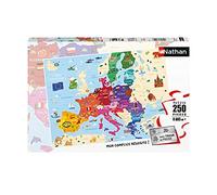 Nathan - Puzzle per bambini - 250 pezzi - Mappa d'Europa - Ragazze o ragazzi da 8 anni - Puzzle di alta qualità - Cartografia spessa e resistente - 86879