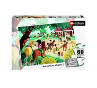 Nathan - Puzzle per bambini - 60 pezzi - Benvenuto nel centro equestre - Ragazza o bambino a partire da 6 anni - Puzzle di alta qualità - Cartone spesso e resistente - Animali - 86626