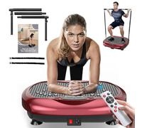 Natini Dispositivo fitness con pedana vibrante per allenamento di tutto il corpo con piattaforma vibrante e drenaggio linfatico per perdita di peso, asta pilates + fasce di resistenza + telecomando