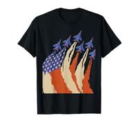 National Aviation Day Patriotic USA Flag Fighter Jets Pilot Maglietta