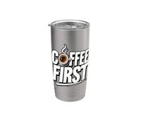 National Coffee Day - Funny But First Coffee Lover Bicchiere termico in acciaio inox doppia parete