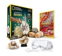 National Geographic Break Open - Kit scientifico con 4 geodi, Include Occhiali, Guida didattica, espositore, Ottimo Regalo per mineralogia e Geologia