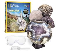 National Geographic Break Open - Kit scientifico con 4 geodi, Include Occhiali, Guida didattica, espositore, Ottimo Regalo per mineralogia e Geologia