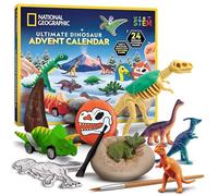 NATIONAL GEOGRAPHIC Calendario dell'Avvento 2025 con dinosauri, calendario natalizio con 24 attività e figure di dinosauro, dipingi un corridore di dinosauri, crea un'argilla T. Rex, scava un dente di