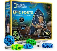 NATIONAL GEOGRAPHIC Kids Fort Building Kit - 70-Piece Indoor Fort Builder - Creative Play, STEM Building Toy, Building Kit for Kids 6-10, Blanket Fort Kit
