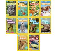 National Geographic Kids Readers Pre-Reader 10 Book Set: Climb Koala, At the Beach, Play Kitty, Trot Pony, Flutter Butterfly, Hoot Owl, Slither Snake, Sleep Bear, Safari, Race Day Early Reader Set