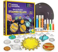 NATIONAL GEOGRAPHIC - Kit artistico per finestre per bambini, sistema solare in vetro colorato, kit per arti e mestieri con pianeti che si illuminano al buio, da utilizzare come acchiappasole per