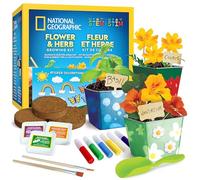 NATIONAL GEOGRAPHIC Kit di Giardinaggio per Bambini - Vasi in Acciaio Inox, Semi, Colori e Adesivi per Coltivare Fiori ed Erbe Aromatiche