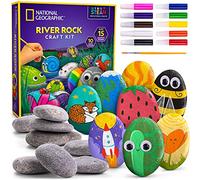 National Geographic - Kit di pittura rupestre per bambini, per dipingere e decorare 15 rocce di fiume con 10 colori di pittura e altre forniture d'arte