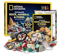 National Geographic - Kit di rocce e fossili - Una raccolta da 200 pezzi che comprende geodi, fossili veri, quarzo rosa, diaspro, avventurina e altre rocce, cristalli e pietre preziose
