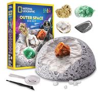 NATIONAL GEOGRAPHIC - Kit di scavo nello spazio esterno - Scava 5 esemplari di vera roccia e pietre preziose | Include mattoni di scavo, strumenti di scavo, lente d'ingrandimento e guida