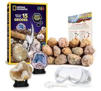 NATIONAL GEOGRAPHIC Kit Geodi Premium da Rompere - Include Occhiali, Guida Didattica & 3 Supporti Espositivi - Grande Gioco Scientifico STEM & Kit Educativo