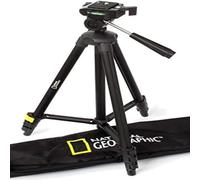 NATIONAL GEOGRAPHIC Kit per fototripodi piccoli, con borsa per il trasporto, testa a 3 vie, sgancio rapido, gambe a 4 sezioni, leva di blocco a leva, spalmatore di livello medio, carico fino a 1 kg,