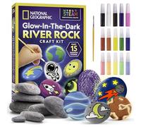 National Geographic - Kit per pittura su roccia fosforescente, per bambini, per decorare 15 rocce di fiume con 15 colori e altri materiali artistici, artigianato per bambini, kit per attività per