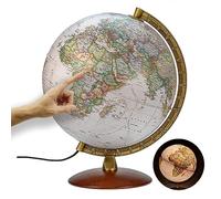 National Geographic - Mappamondo illuminato in stile Executive -30 cm con base stabile e meridiano in metallo, immagine della mappa 2022 fisica/politica con luce LED, immagine della mappa italiana