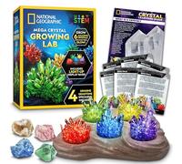 NATIONAL GEOGRAPHIC Mega Crystal Growing Lab - Grow 6 Vibrant Crystals Fast (3-4 Days), with Light-Up Display Stand, Learning Guide, & 4 Genuine Crystal Specimens, an Amazon Exclusive Science Kit
