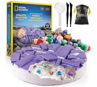 NATIONAL GEOGRAPHIC Mega Kit di Scavo Gemme - Scava 100 Vere Gemme da un Mattone Gigante, Set di Geologia per Bambini, Attività STEM con Attrezzi e Guida Illustrata