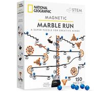 NATIONAL GEOGRAPHIC - Set da 150 pezzi per costruzione di marmi magnetici per bambini e adulti, con binario magnetico, trucchi e biglie, per costruire un labirinto di marmo su qualsiasi superficie