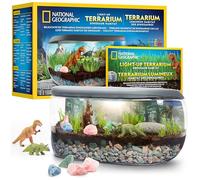 NATIONAL GEOGRAPHIC Terrarium Luminoso per Bambini - Crea un Habitat con Piante Vere ed Elementi Preistorici, Kit Scientifico con Dinosauri