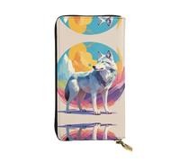 National Geographic Wolf portafoglio in pelle con cerniera, 19,1 x 10,4 cm, pochette lunga più scomparti e grande capacità, un buon regalo per gli amici