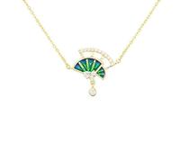 National Jewelry S925 Necklace Enamel Craft Ancient Pine Necklace Women's Clavicle Chain