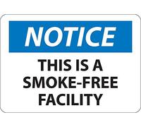 National Marker N172A"Notice, This is A Smoke Free Facility", cartello in alluminio, 7" x 25", 0,00 cm