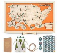 National Park Map Tracker, mappa dei parchi nazionali degli Stati Uniti, mappa della lista di controllo del parco nazionale in legno, include diario, spille e adesivi, regalo per gli amanti del parco