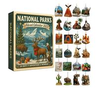 National Parks Advent Calendar 2025,24 Day Christmas Vacation Advent Calendar with Unique Ornaments,Wildlife Hanging Ornaments,2025 Christmas Countdown Calendar Decoration(1pcs)