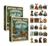 National Parks Advent Calendar 2025,24 Day Christmas Vacation Advent Calendar with Unique Ornaments,Wildlife Hanging Ornaments,2025 Christmas Countdown Calendar Decoration(2pcs)