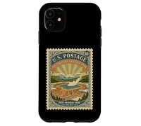 National Parks Bucket List Vintage Francobolli Camp Yellowstone Custodia per iPhone 11