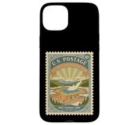 National Parks Bucket List Vintage Francobolli Camp Yellowstone Custodia per iPhone 15 Plus