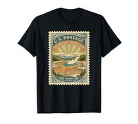 National Parks Bucket List Vintage Francobolli Camp Yellowstone Maglietta