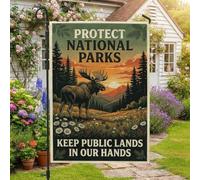 National Parks Conservation Citazione Alce Bandiera da giardino rustica | Paesaggio montano, bandiera del prato, arte della fauna selvatica, regalo per gli amanti della natura