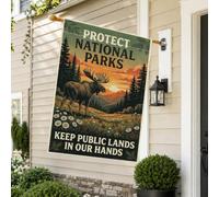 National Parks Conservation Citazione Alce Rustico Casa Bandiera 71,1 x | Paesaggio montano, bandiera del prato, arte della fauna selvatica, regalo per gli amanti della natura