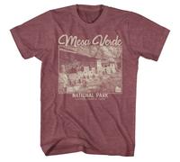 National Parks - Mesa Verde - Rosso Anteriore Stampa Manica Corta Solido Adulti