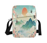 National Tide Spring Pattern Borsa a tracolla in poliestere 16,8 x 23,9 x 6,3 cm, multi scomparto per tutti i giorni, viaggi, scuola e regalo casual