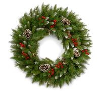 National Tree Company Artificial Christmas Wreath | Flocked with Mixed Decorations | Frosted Berry24 Inch 24 Inch