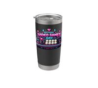 National Video Games Day Retro Arcade Gamer Bicchiere termico in acciaio inox doppia parete
